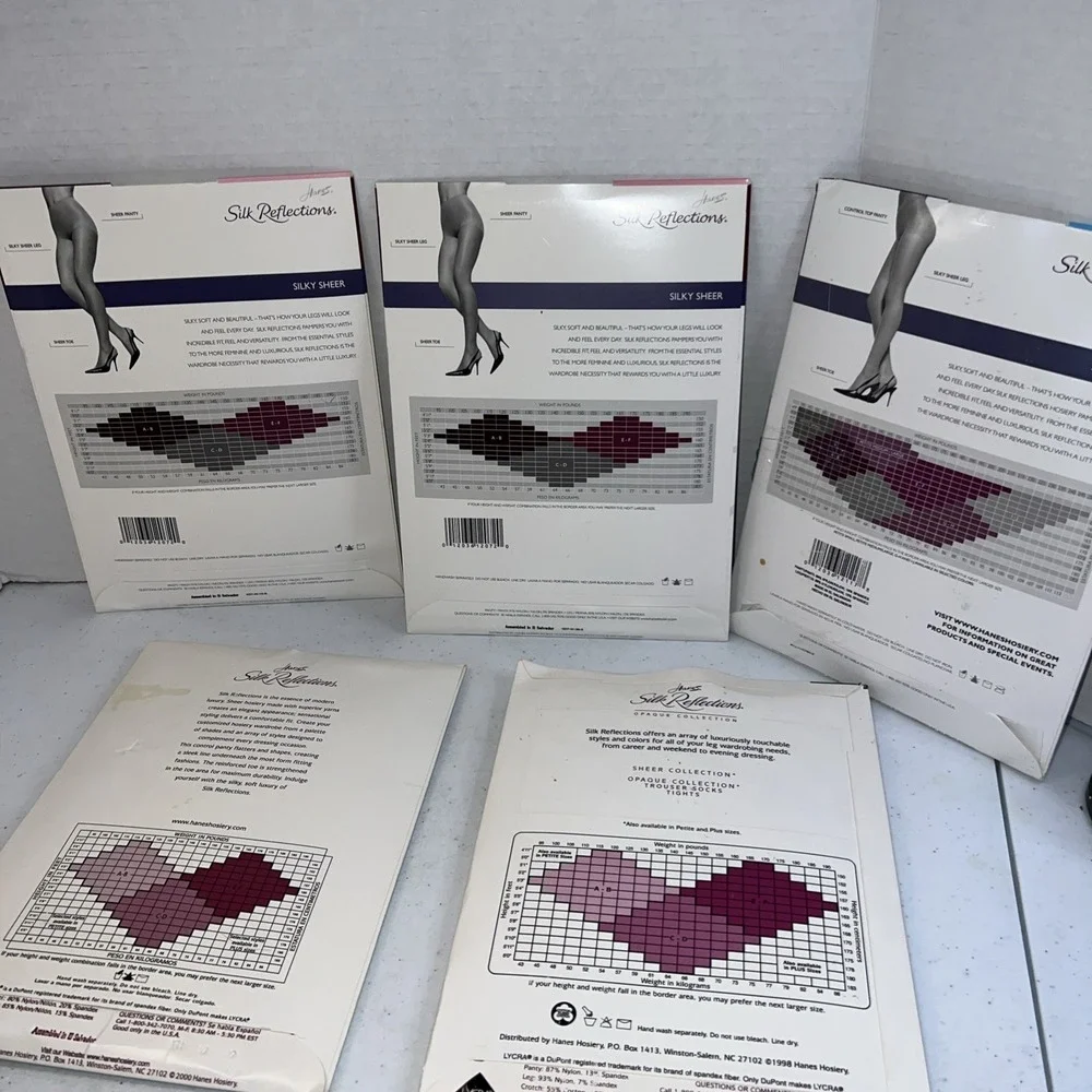 Lot Of 5 Hanes Silk Reflections Pantyhose Mixed Lot 715, 717, 718, E16 Size AB